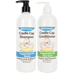 DrFormulas cradle cap shampoo bottle for gentle infant scalp cleansing.