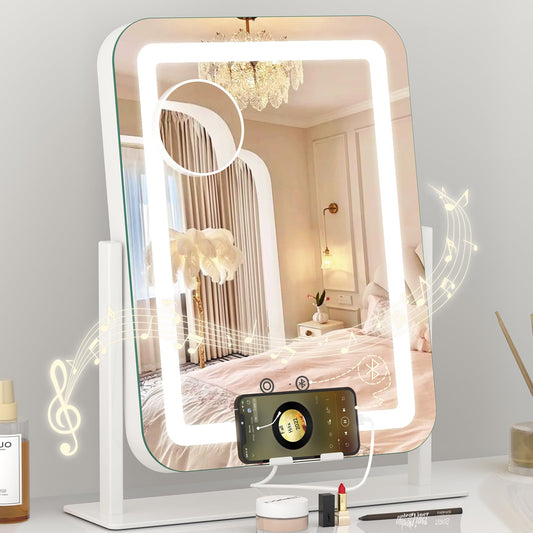 Dripex lighted vanity mirror with dimmable LED lights for precise makeup application.