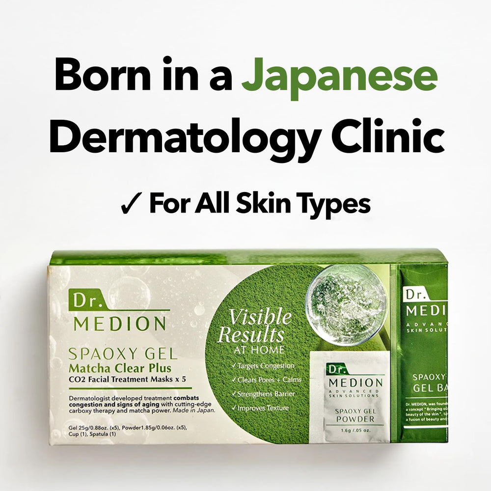 Dr. MEDION Spaoxy matcha-green formula close-up emphasizing fresh feel.