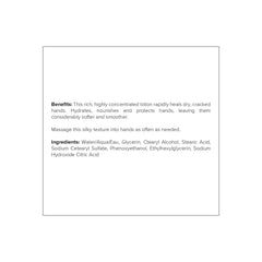 DRMTLGY hand cream residue free; absorbs quickly after washing