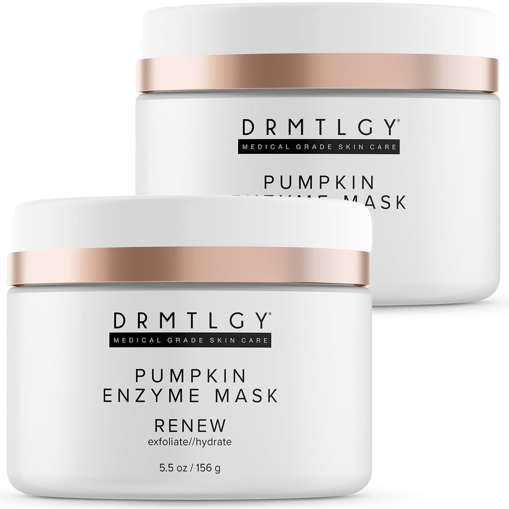 DRMTLGY Pumpkin Enzyme Mask jar showing creamy formula for gentle exfoliation and radiant skin.
