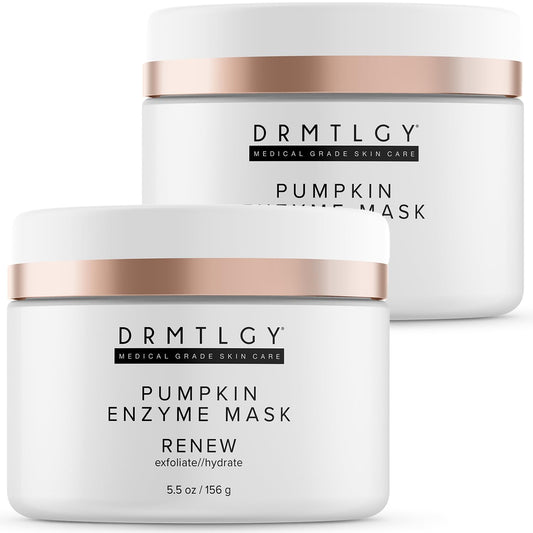DRMTLGY Pumpkin Enzyme Mask jar showing creamy formula for gentle exfoliation and radiant skin.