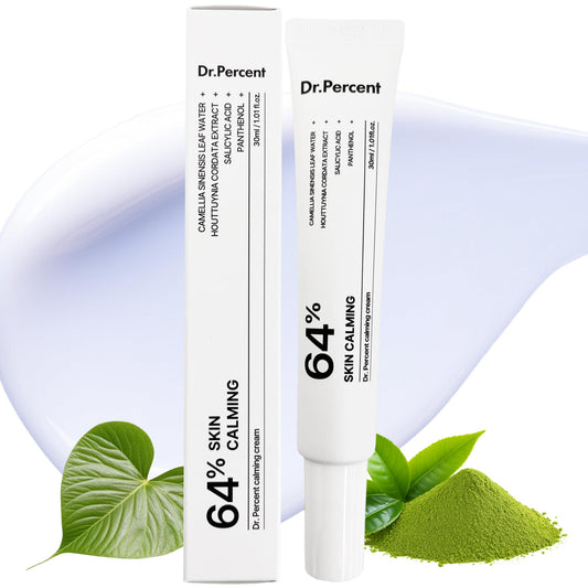 drpercent Calming 64% Cream jar close-up showing creamy texture for soothing hydration