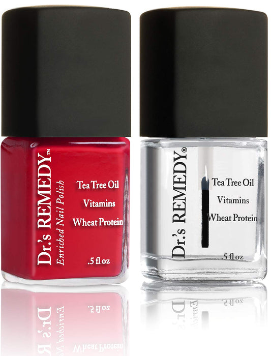 Dr.'s Remedy Enriched Nail Polish Clarity Coral bottle front showing vibrant color and brand name