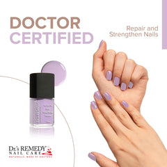 Close-up of Lilac polish brush applying silky color for healthy-looking nails.