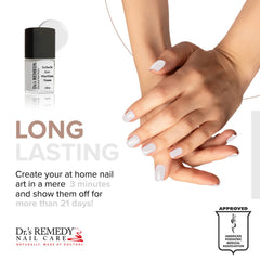 Glossy finish on nails with Dr.'s Remedy Classic Cloud, long-lasting shine.