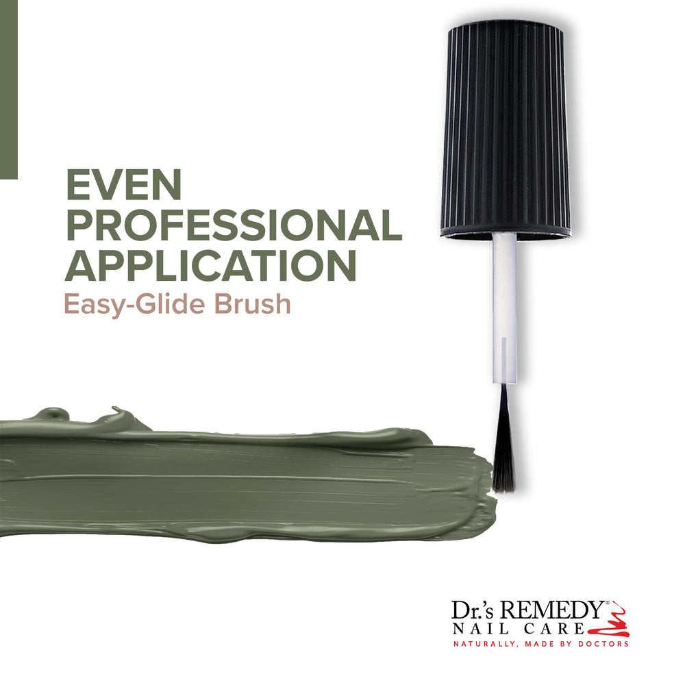 Dr.'s Remedy Optimistic Olive nails looking hydrated and healthy.