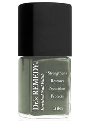 Dr.'s Remedy Optimistic Olive nail polish bottle with long wear.