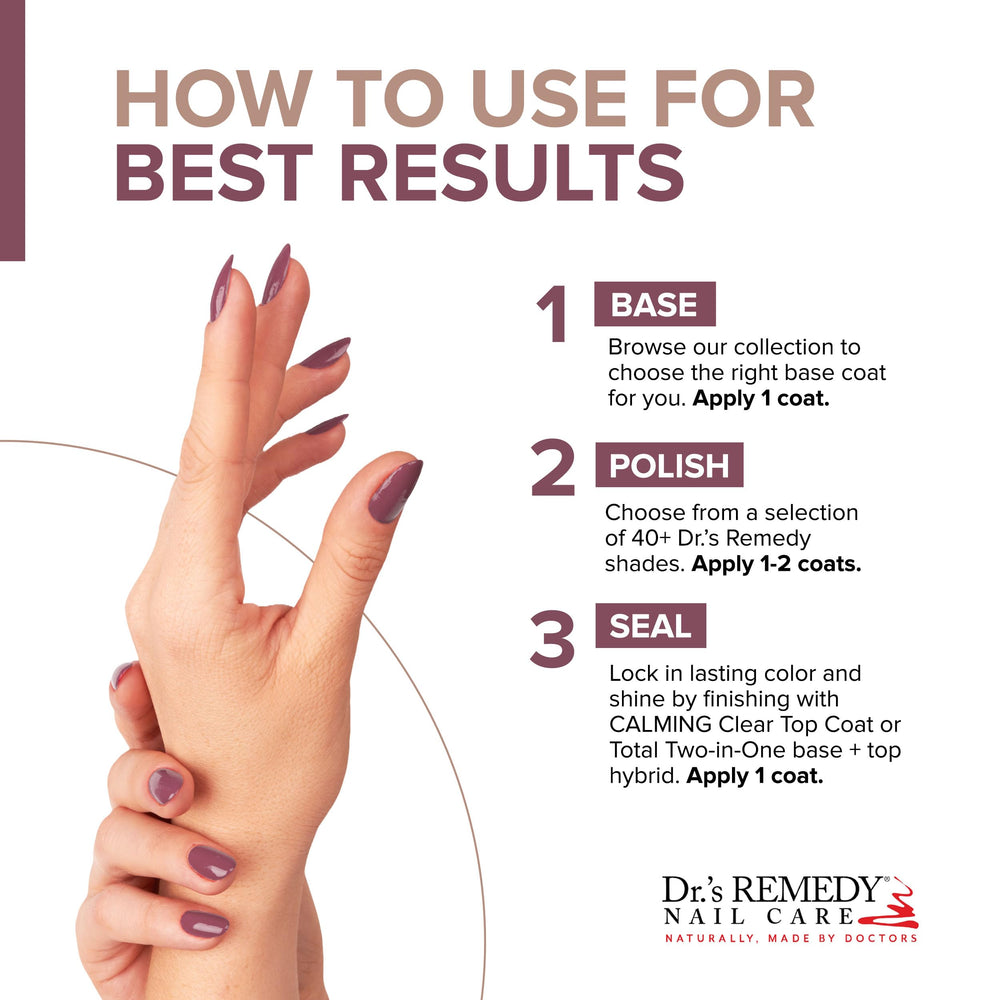 Dr.'s Remedy Quick-dry polish provides fast drying and long-lasting shine.