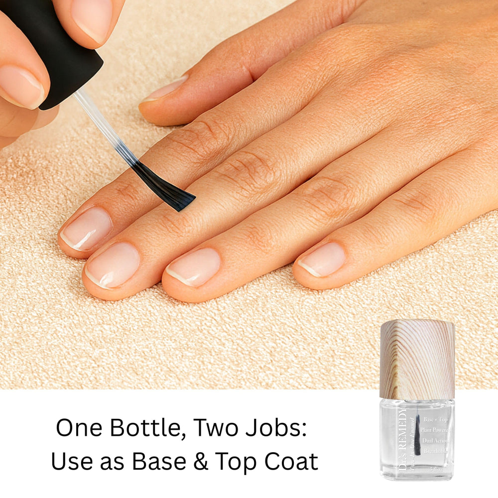 Dr.'s Remedy Total Two-In-One base-top coat brush-on shows easy application