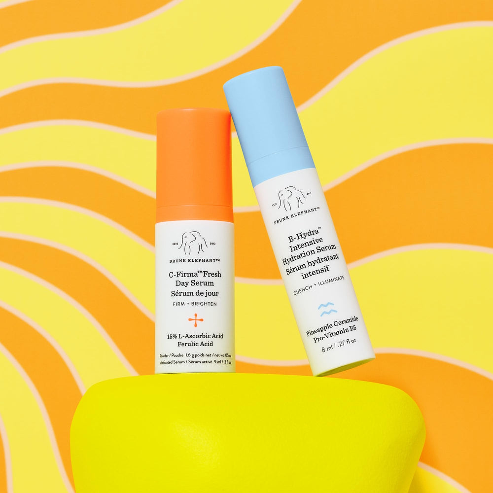 Drunk Elephant B-Hydra serum drops used for deep hydration.