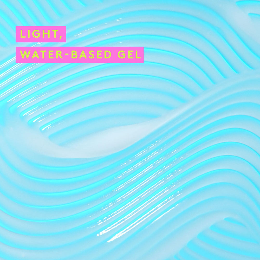 Texture close-up reveals lightweight hydration for daily use.