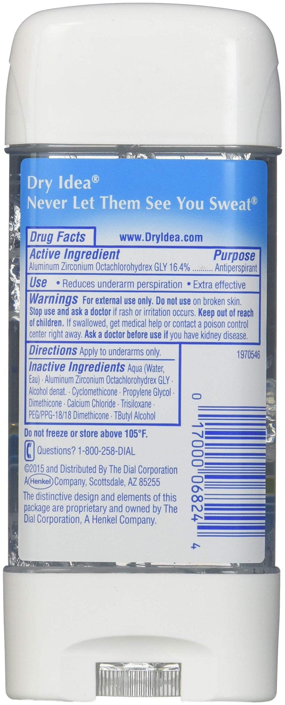 Dry Idea Advanced Dry Powder Fresh Gel 3 oz pack shows a travel friendly size for all day protection.