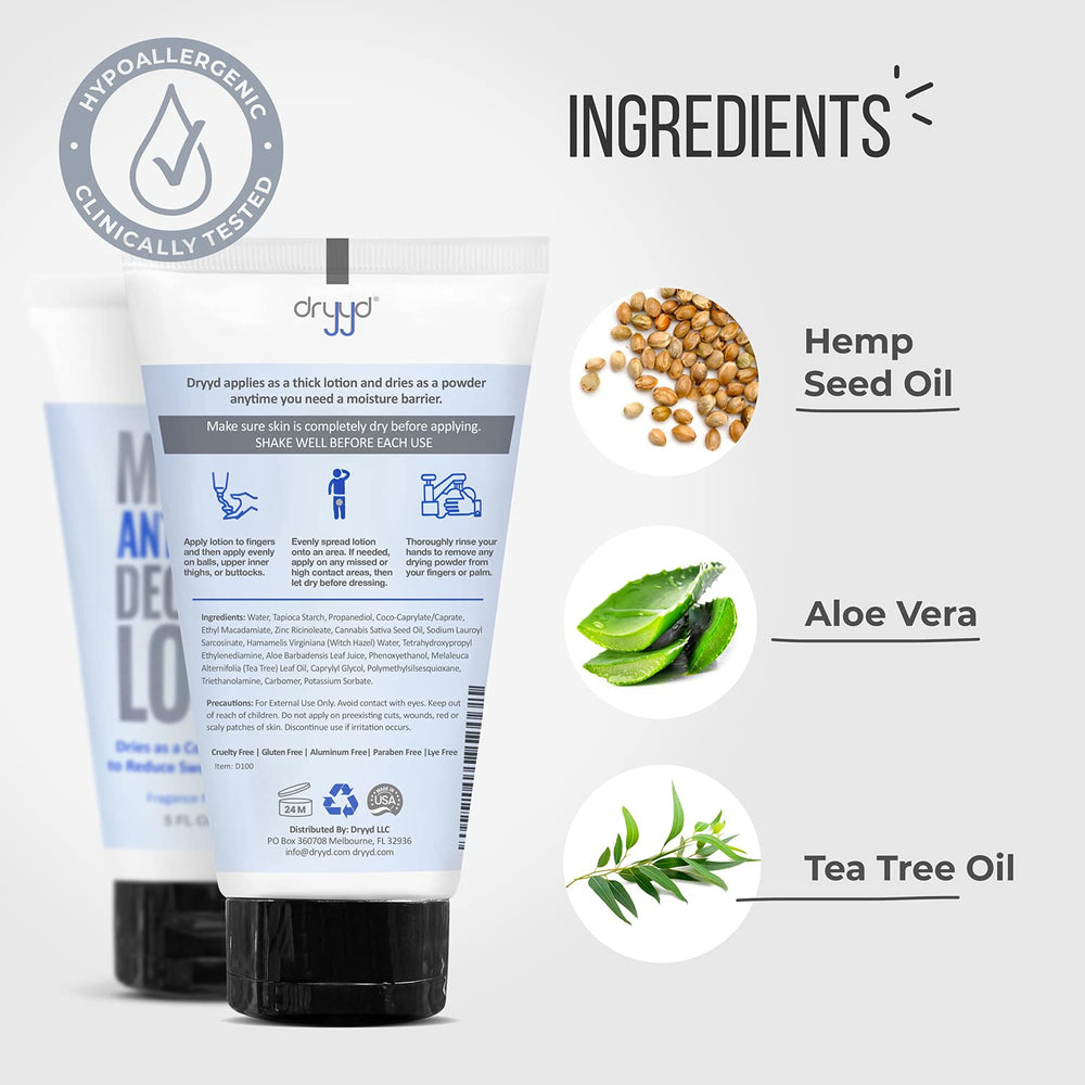 DRYYD talc-free aluminum-free formula label highlights natural protection