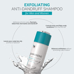DS Labs Dandrene shampoo lather in hand demonstrates exfoliating cleanse for buildup-free hair