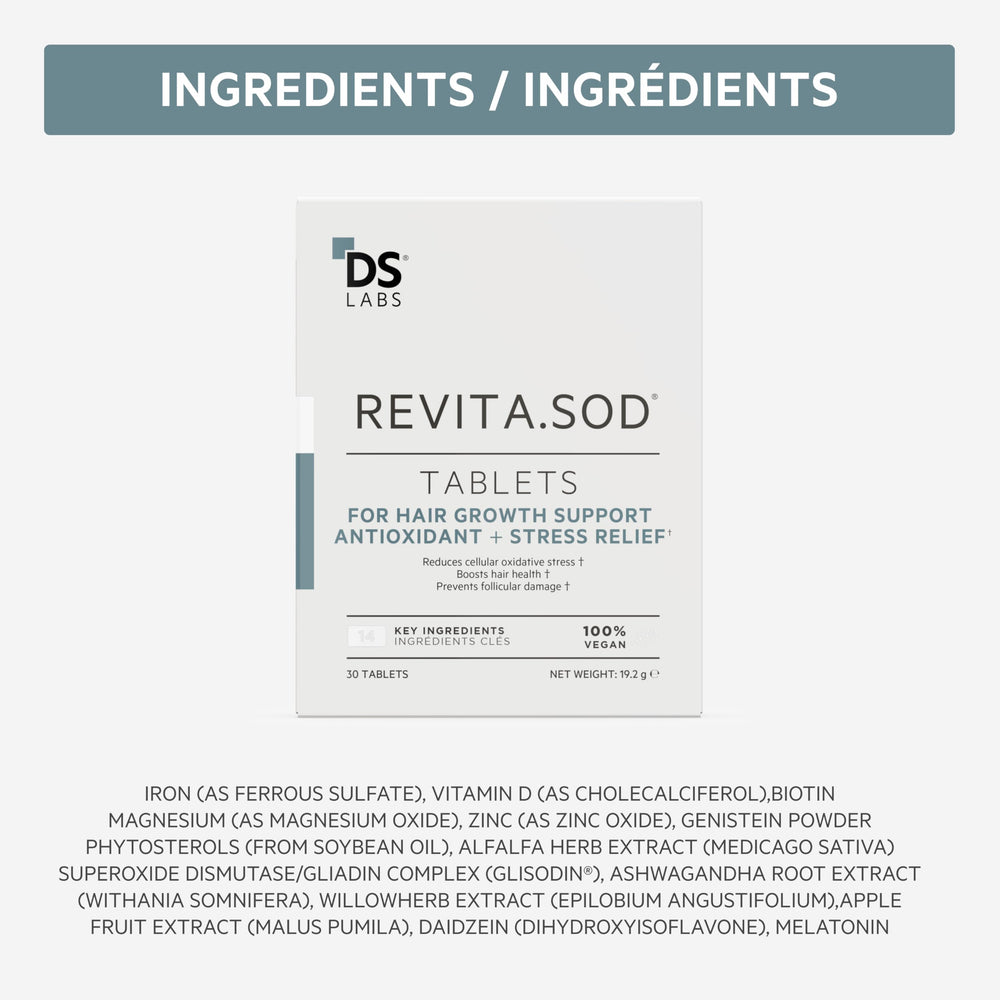 Brand-focused image emphasizing Revita.SOD hair vitality benefits.