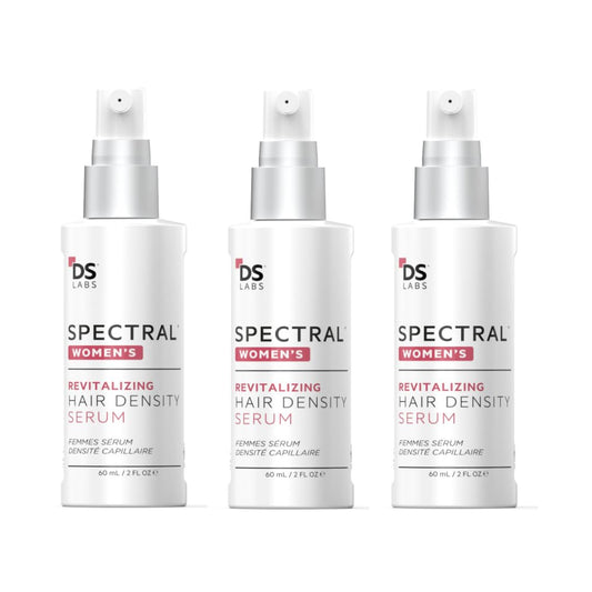DS Labs Spectral Women's Hair Density Serum bottle close-up for daily lightweight use.