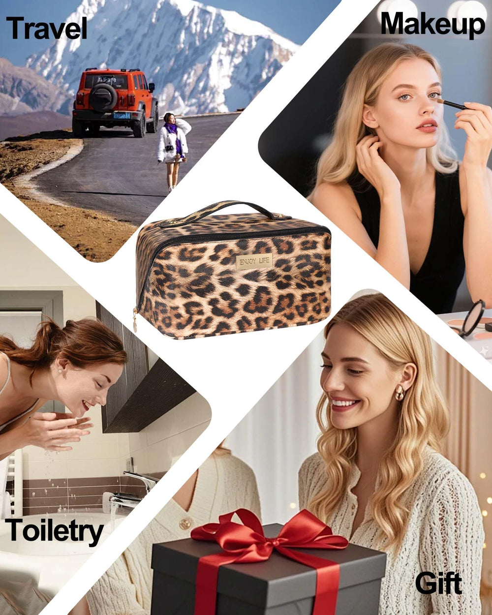 DSDCDJ leopard travel makeup bag gift-ready packaging and style