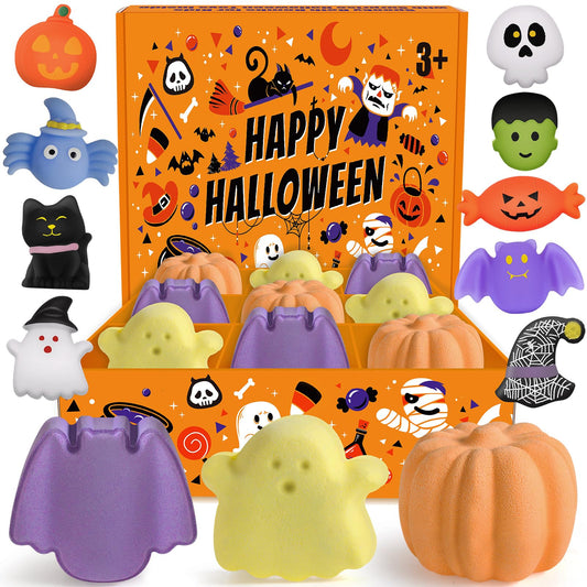 Duchong Halloween bath bombs 9-pack with surprise toy for festive bath time
