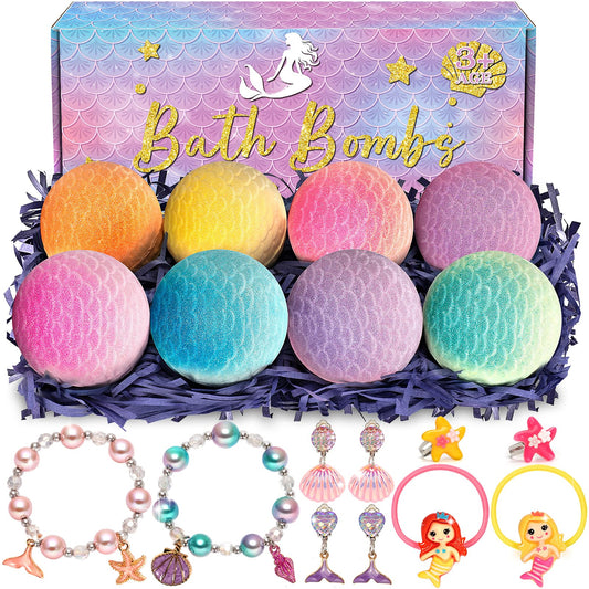 Duchong Mermaid Bath Bombs 8-pack front box for kids' gift time