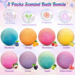 Duchong Mermaid Bath Bombs colorful water and bubbles in tub