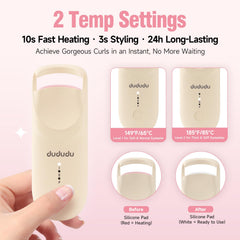 DUDUDU two temp settings with 149°F and 185°F options for lash styling.