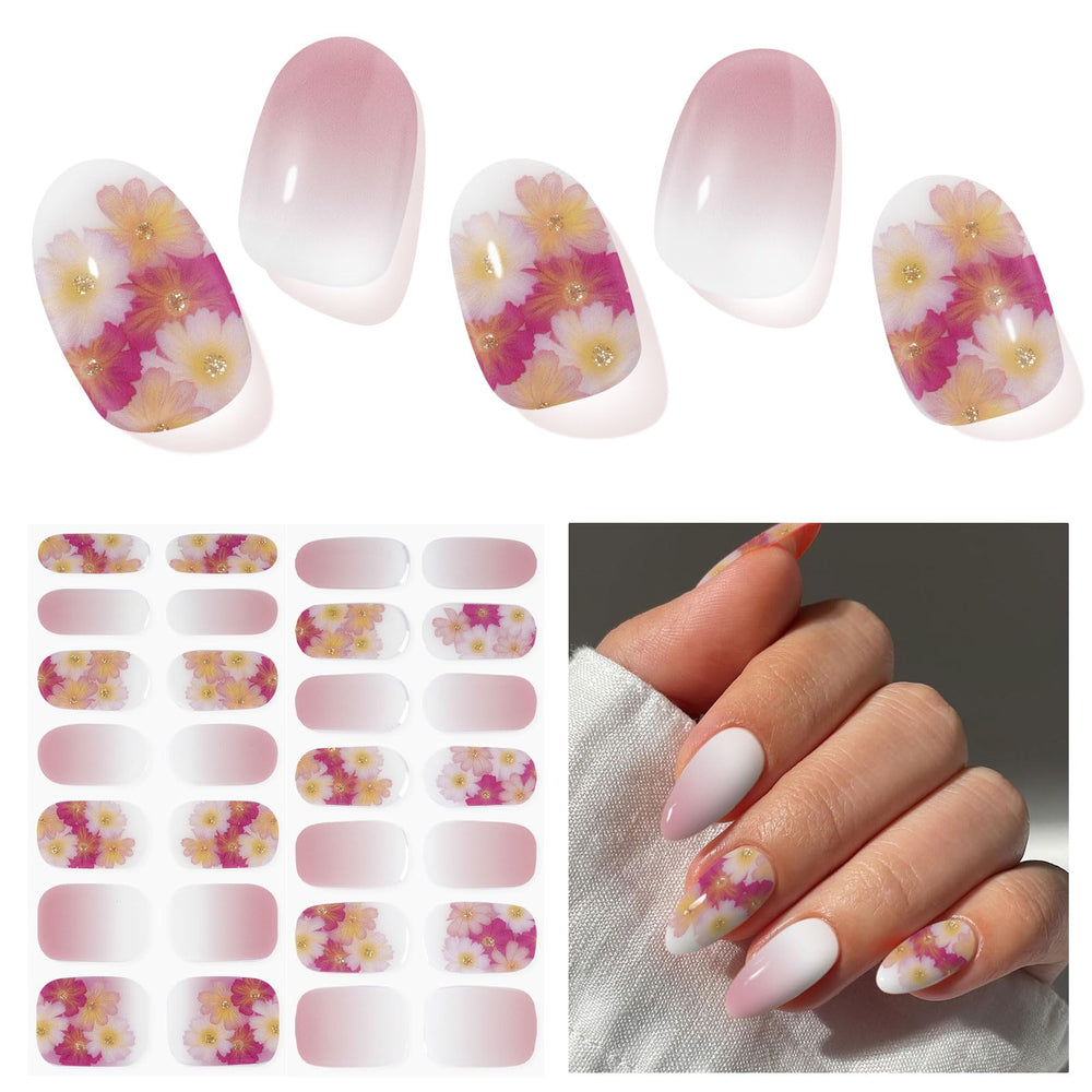 DUKASOU Spring Blossoms semi-cured gel nail strips for quick salon-quality nails at home.