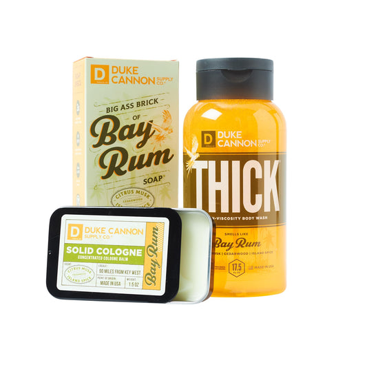 Duke Cannon Bay Rum soap brick in 10 oz for a rich, long-lasting cleanse