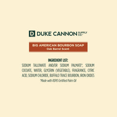 Duke Cannon Big American Bourbon soap bar twice-the-size offers lasting value.