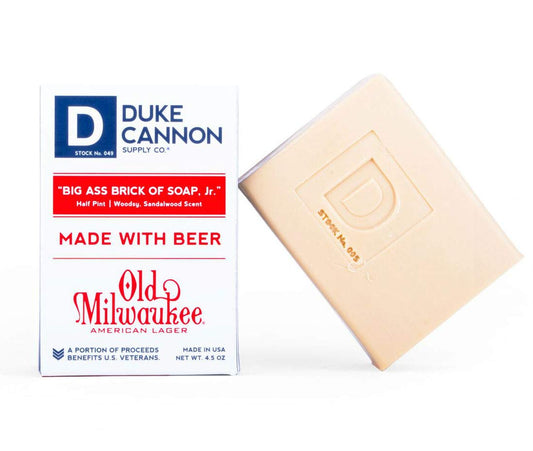 Duke Cannon Big Ass Brick Beer Soap Half Pint front view for rugged cleanse.