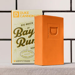 Rugged Duke Cannon packaging and 10 oz soap on display