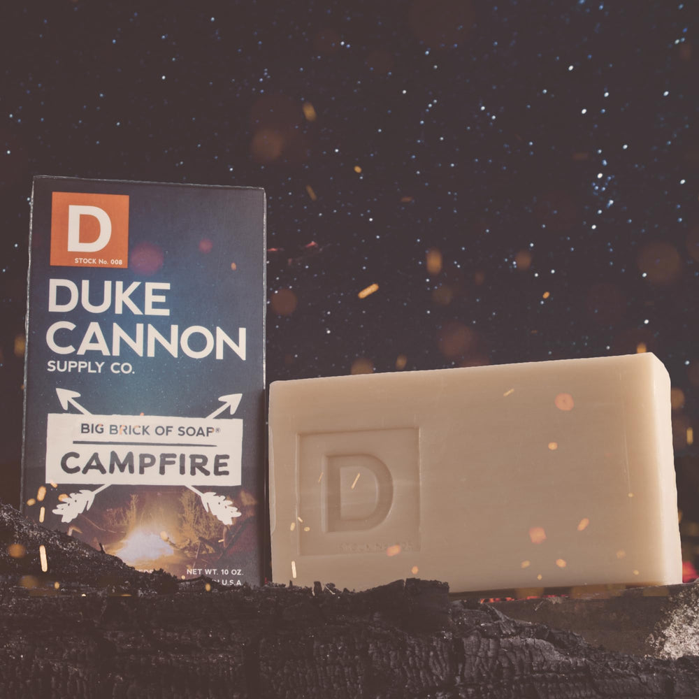 Duke Cannon Big Brick Soap triple milled texture conveys smooth feel and lasting quality.