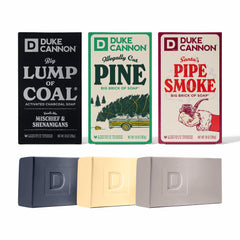 Duke Cannon Big Lump of Coal soap bar front view highlighting bold scent for mornings