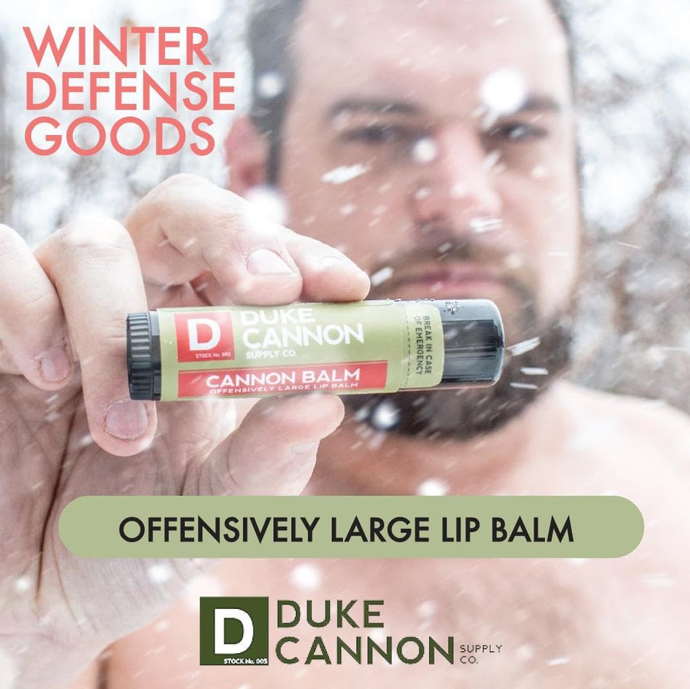 Duke Cannon large-sized balm offers easy grip and reduced loss on rugged trips.