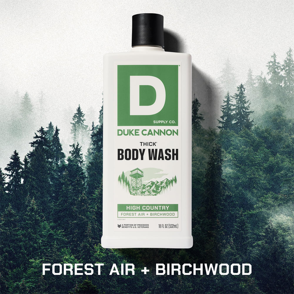 Duke Cannon High Country natural-exfoliants reveal coffee grounds for gentle skin renewal.