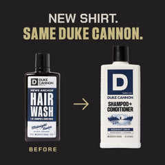 Duke Cannon 2-in-1 with menthol provides a cool, stimulating wash experience.