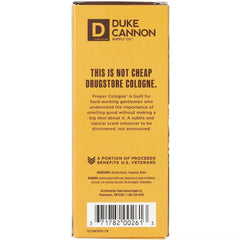Duke Cannon Proper Cologne Sawtooth back bottle showing alpine air notes.