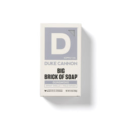 Duke Cannon Sawtooth soap bar close-up showing rich lather for thorough cleansing