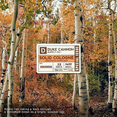 Duke Cannon Birchwood solid cologne in gym bag shows everyday ease.