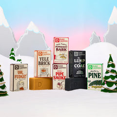 Three bars in shower display illustrating versatile seasonal scents