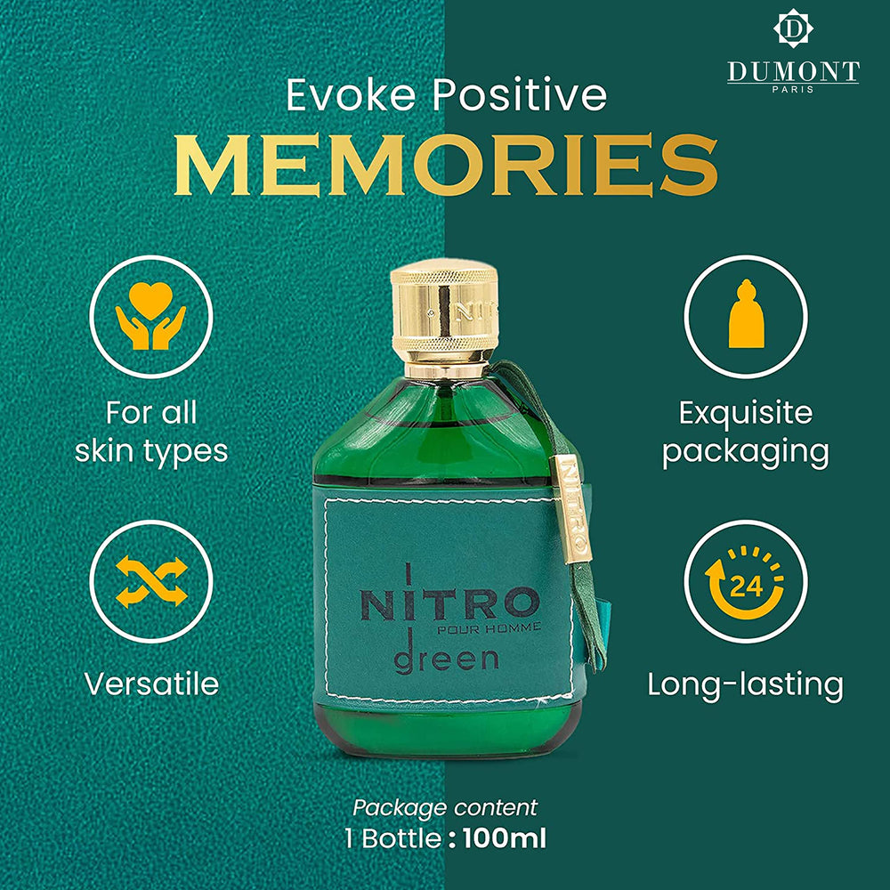 Dumont Nitro Green bottle cap closeup, premium detail for gifting.
