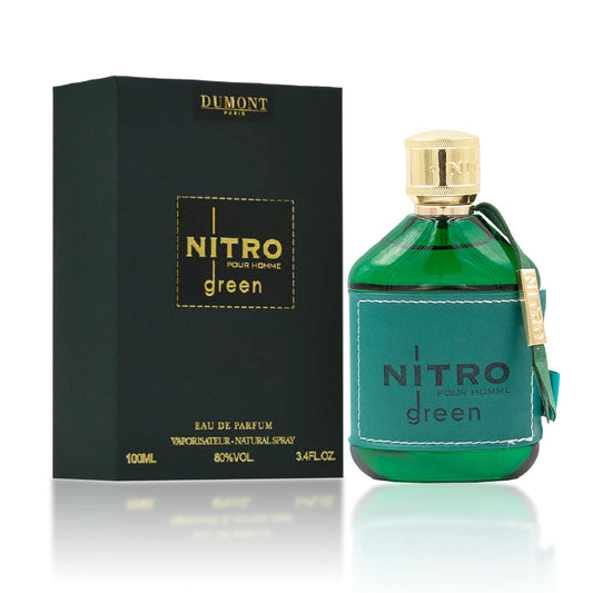Dumont Nitro Green bottle front, ideal for weekend wear.