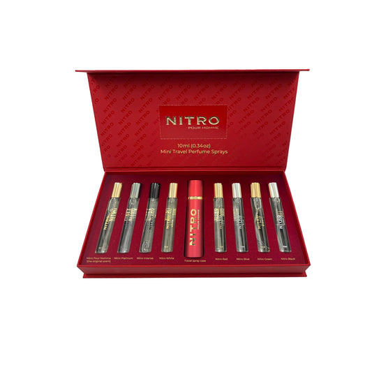 Dumont Nitro mini travel set front view for on-the-go fragrance exploration
