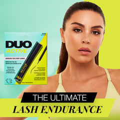 Two-pack DUO Active Black Eyelash Glue tubes showing value and consistency.
