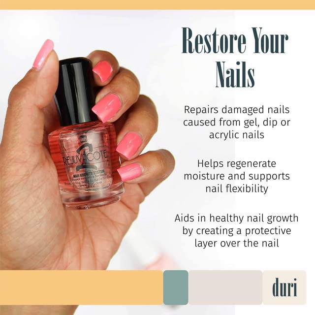 Duri Rejuvacote 2 nails with clear coat look healthier and smoother.