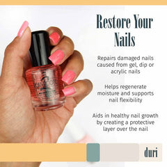 Duri Rejuvacote 2 nails with clear coat look healthier and smoother.