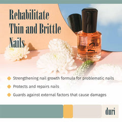 Duri Rejuvacote 2 top coat bottle provides lasting finish for nails.