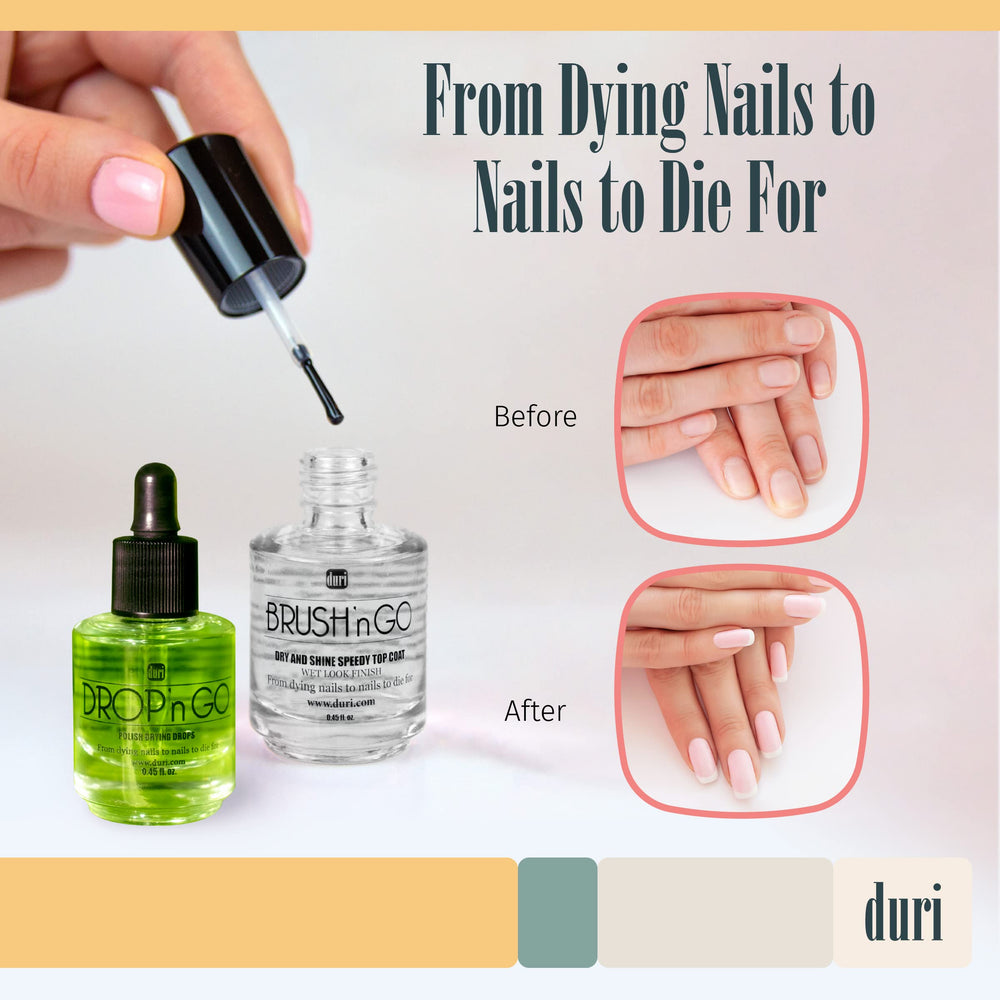 duri salon-like shine at home with quick-dry top coat and drying drops.