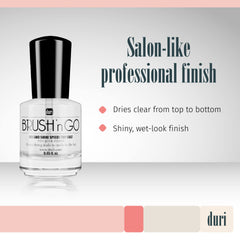 duri top coat closeup brush-stroke reveals precise application and smooth coverage.