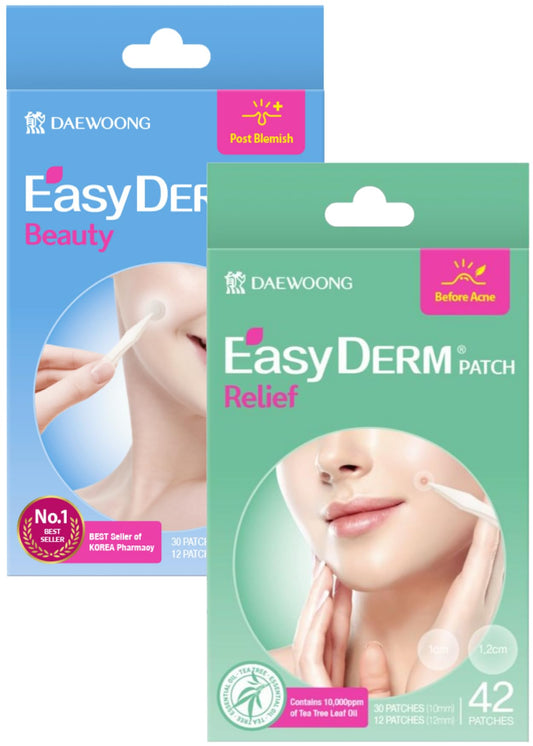 DWEasyDerm patch duo pack shows two patch styles for breakout care.